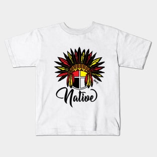 "Native" Headdress & Medicine Wheel Kids T-Shirt